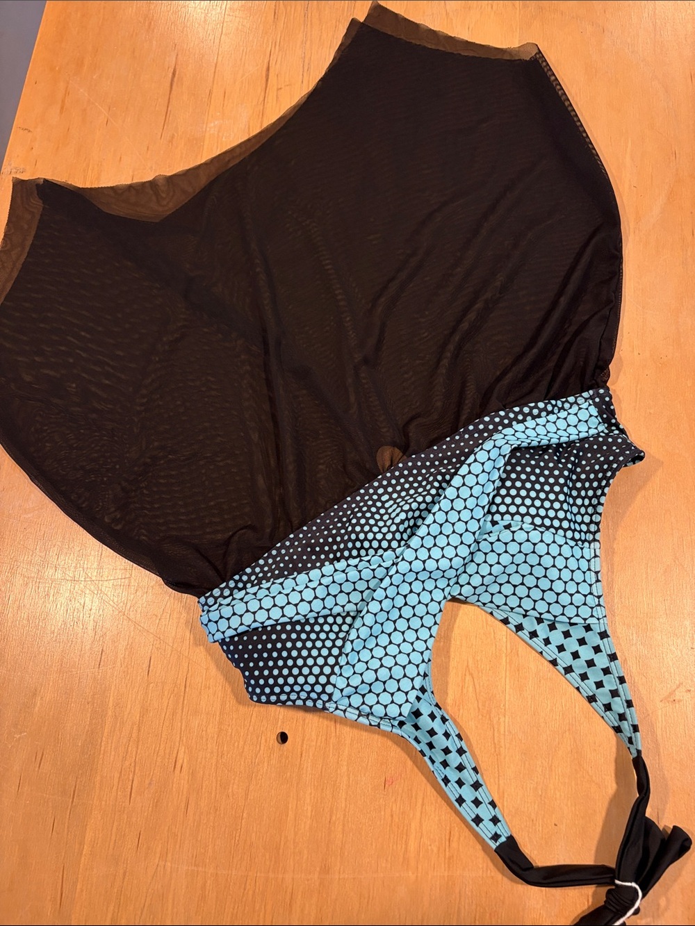 Source Unknown Black and Light Blue One-Piece Swimsuit